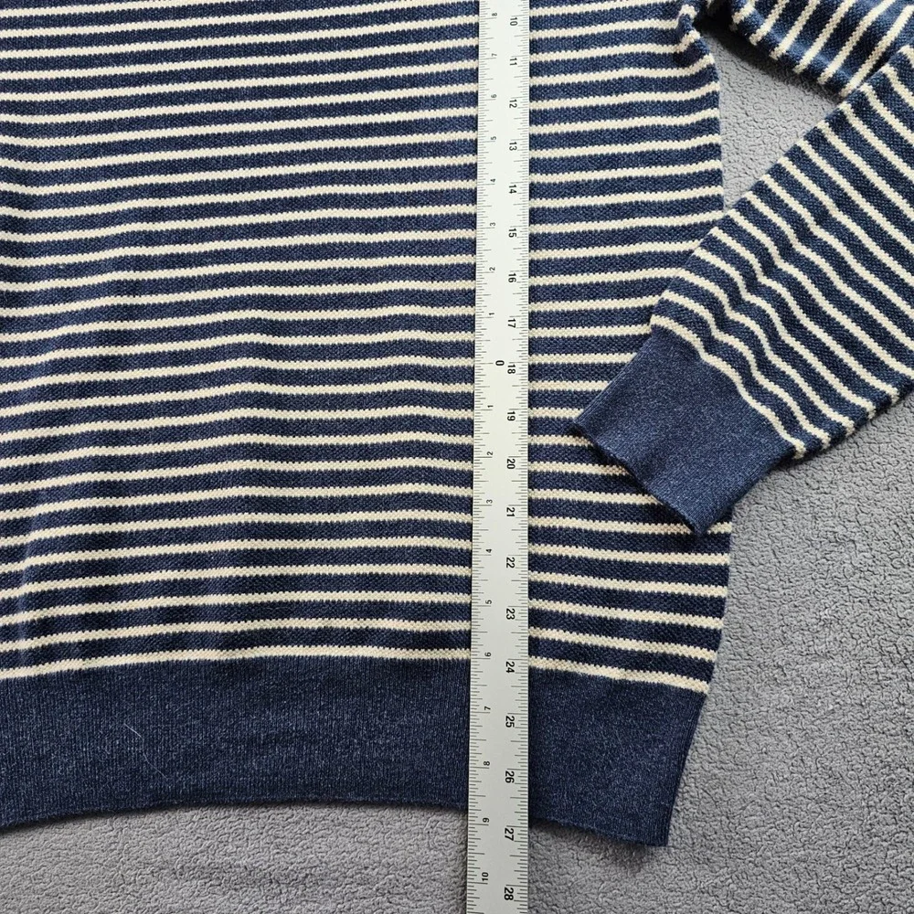 J.Crew Mercantile Sweater Men Medium Blue Beige Striped Warm Cozy Comfy Crewneck
